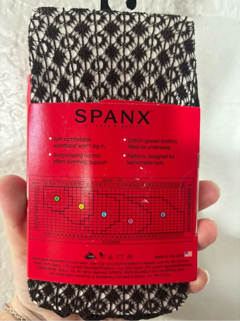 Spanx women’s tight end tights patterned body shaping fishnet bittersweet size c